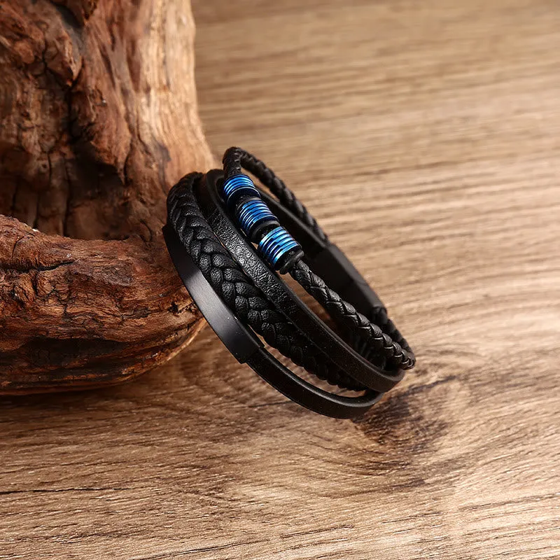 Braided Leather Bracelet with Titanium Steel, Magnetic Buckle, and Balance Feature - Image 20