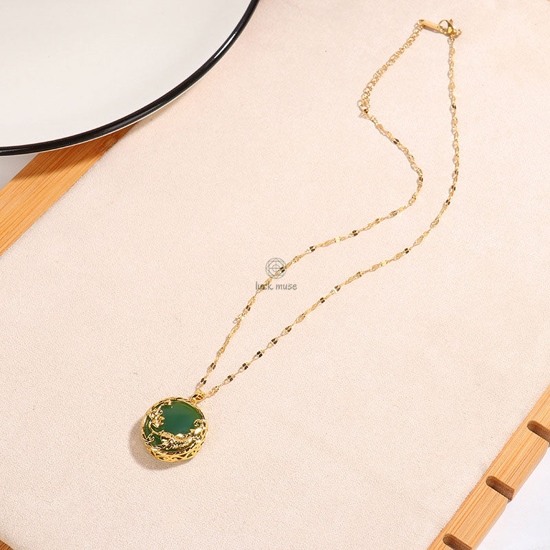 Luck Muse Natural Jade Koi Fish Luck Pendant Necklace - Image 3