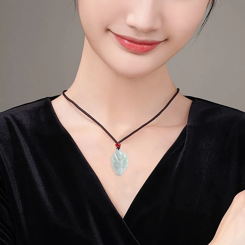 Natural Jade Nine-Tailed Fox Luck & Prosperity Necklace Pendant from Luck Muse Shop - Image 3