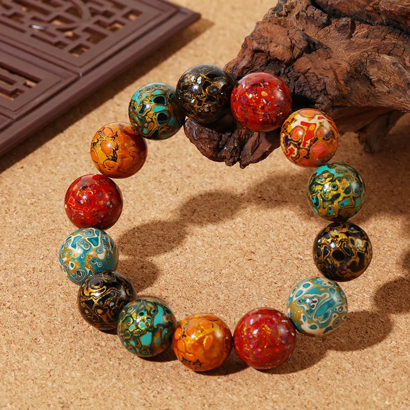 Natural Multicolored Lacquer Beads Luck Muse Calming Bracelet