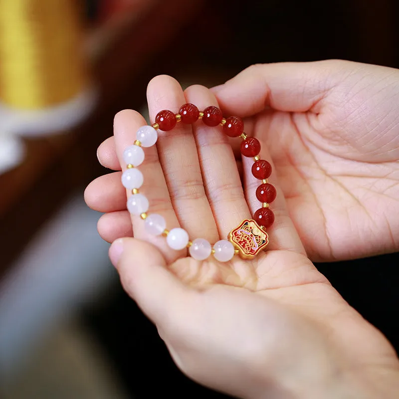 Red Agate and White Agate Healing Bracelet for Strength - Image 3