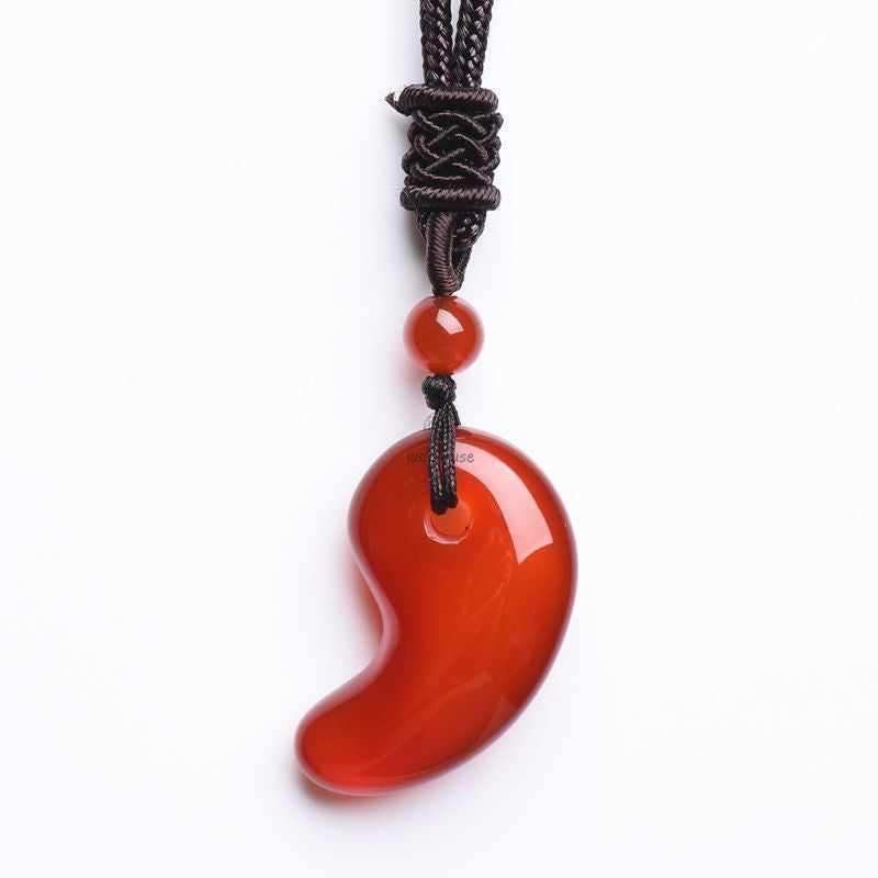 Red and Green Agate Moon Pattern Necklace for Confidence and Calm - Image 5