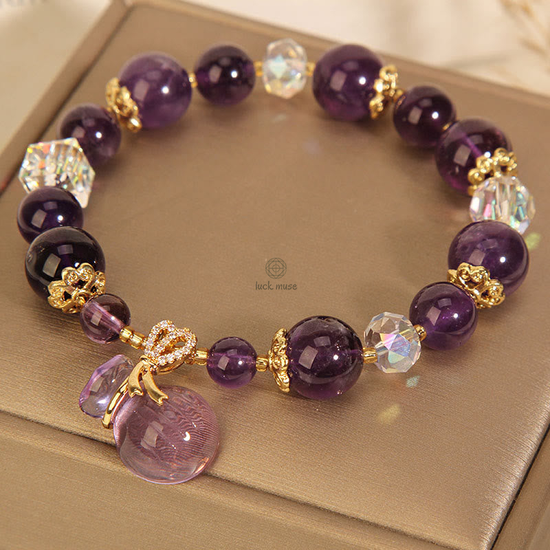 Luck Muse Amethyst Money Bag Charm Bracelet with Positive Energy - Image 5