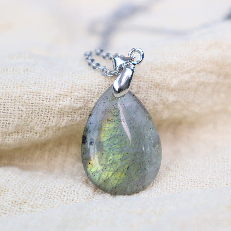 Luck Muse Natural Crystal Gemstone Water Drop Necklace Pendant - Image 33