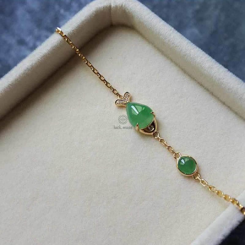 Green Chalcedony Koi Fish Courage Strength Bracelet from Luck Muse Shop - Image 6