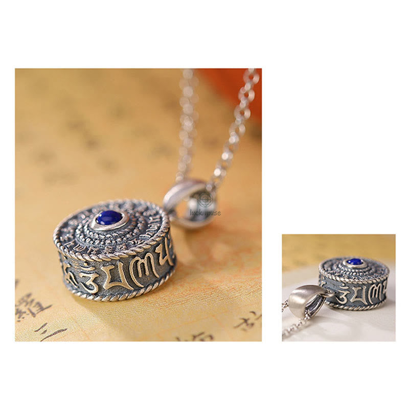 925 Sterling Silver Om Mani Padme Hum Lazurite Necklace Pendant by Luck Muse Shop - Image 7
