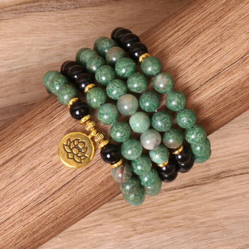 Luck Muse 108 Beads Natural Agate Mala Healing Necklace Bracelet - Image 5