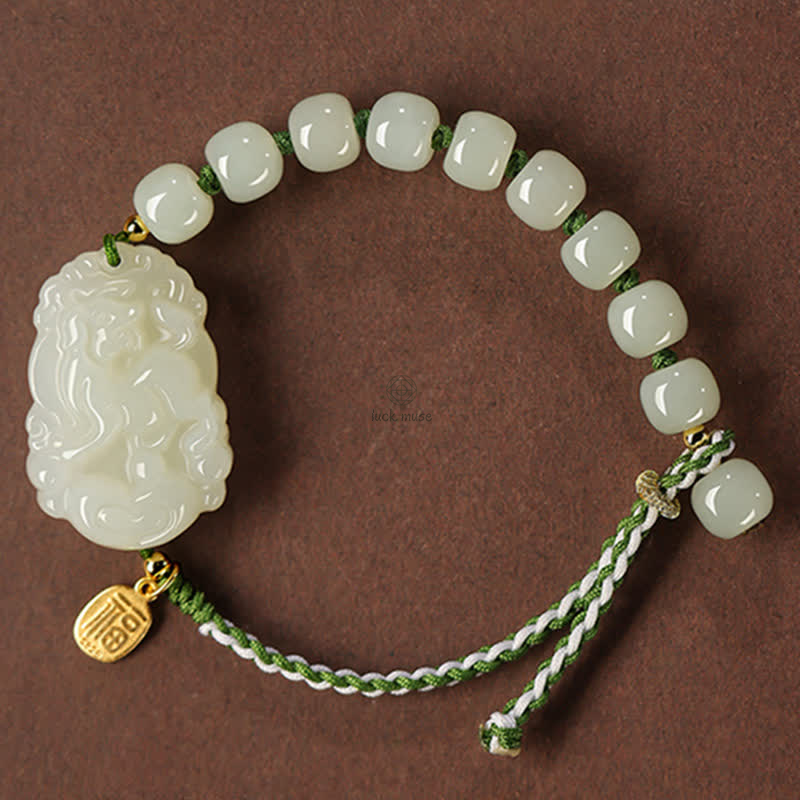 Luck Muse 925 Sterling Silver Chinese Zodiac Hetian Jade Lucky String Bracelet - Image 18