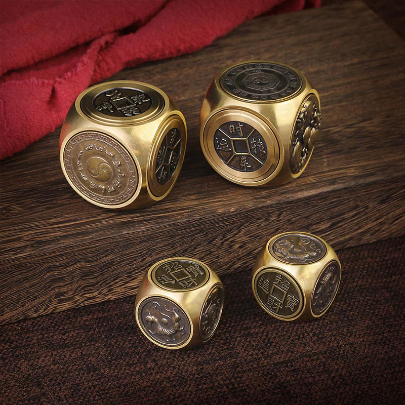 Luck Muse Four Beasts Feng Shui Yin Yang Bagua Rotating Copper Coin Decor