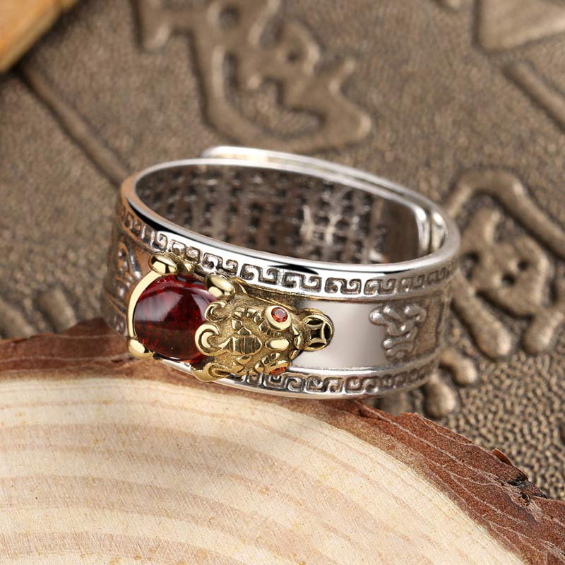Red Agate PiXiu Wealth Ring from Luck Muse Shop - Image 4