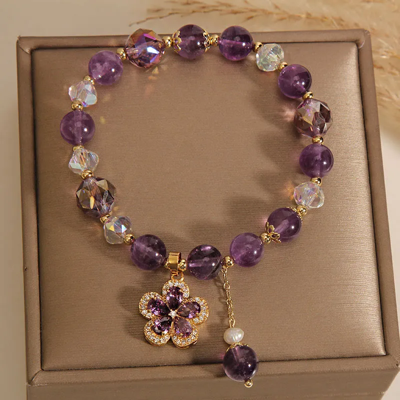 Amethyst Pearl Flower Transformation Bracelet - Image 2