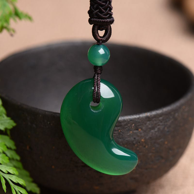 Red and Green Agate Moon Pattern Necklace for Confidence and Calm - Image 7