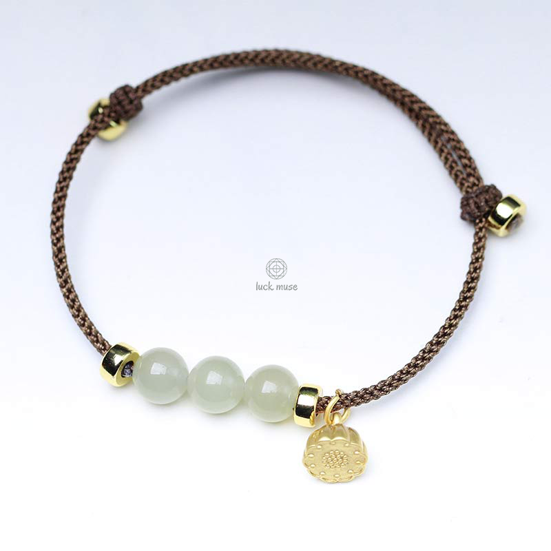 Natural Jade Lotus Seed Red String Bracelet - Strength Weave - Image 6
