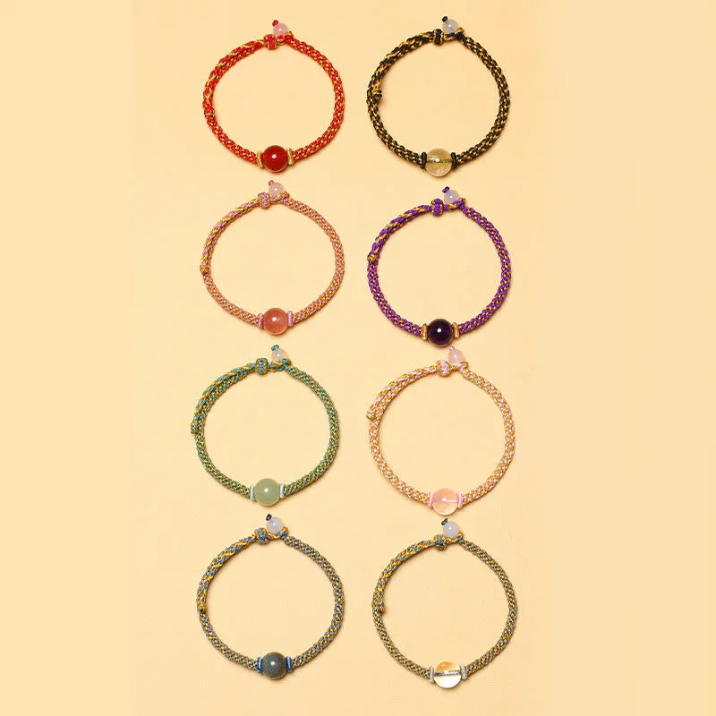 Handmade Natural Stone Bracelet with Red Agate, Amethyst, Rutilated Quartz, Pink Crystal Beads - Image 36