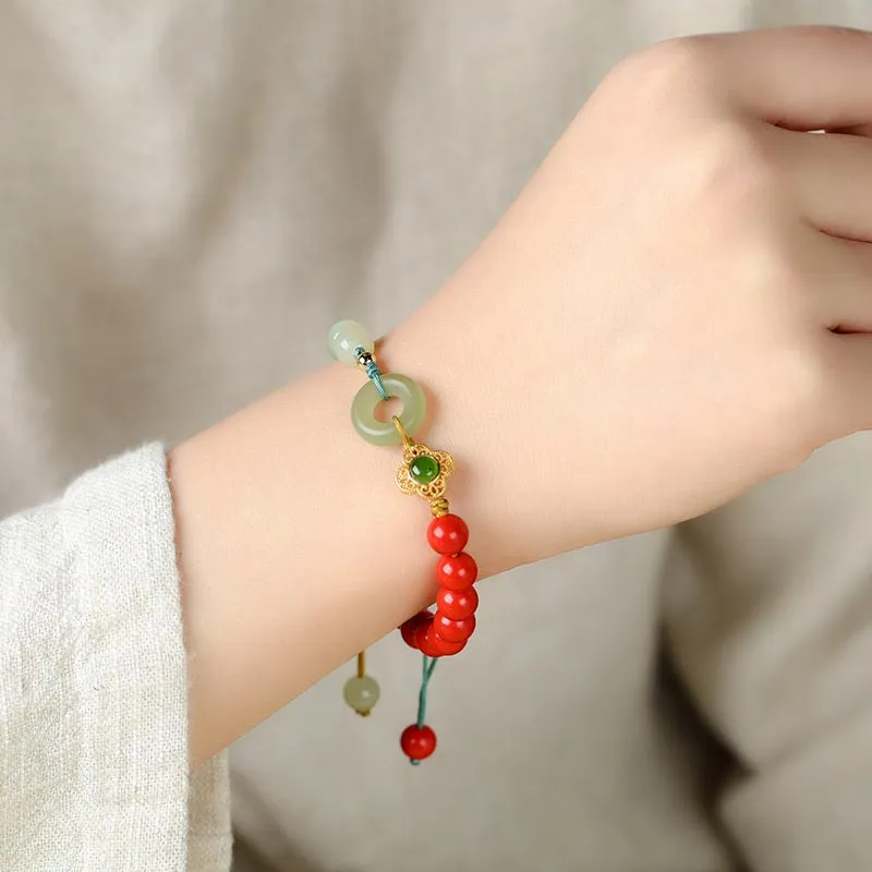 Tibetan Cinnabar Jade Blessing Bracelet from Luck Muse Shop - Image 4