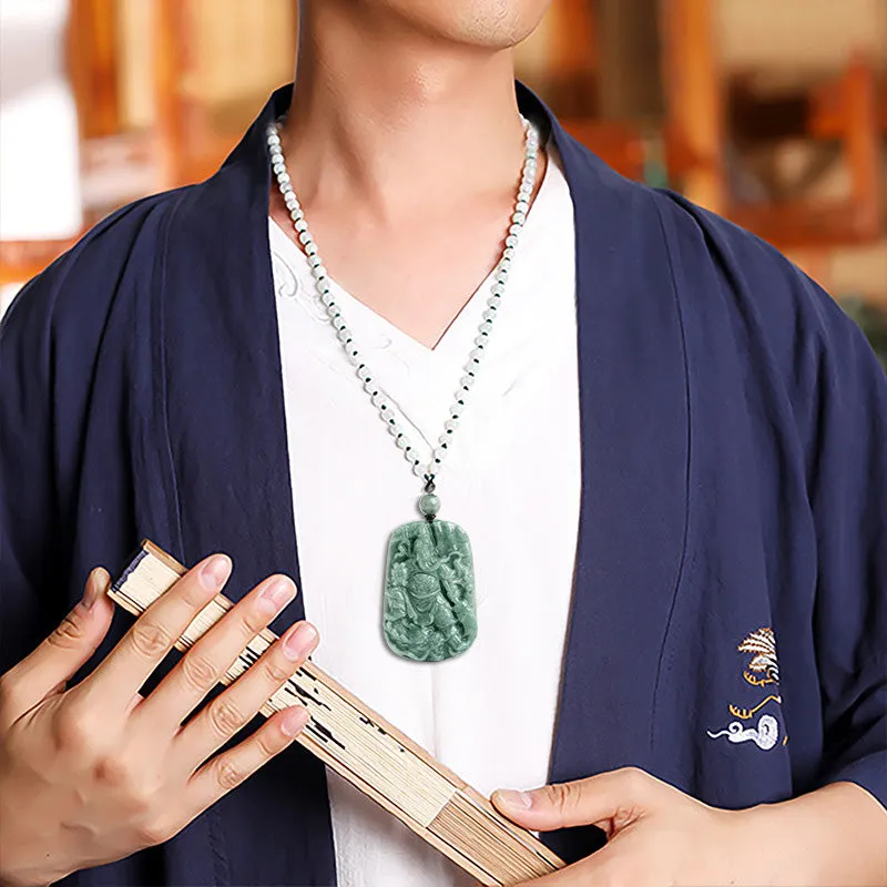 Natural Jade Lord Guan Amulet Wealth Necklace Pendant from Luck Muse Shop - Image 4