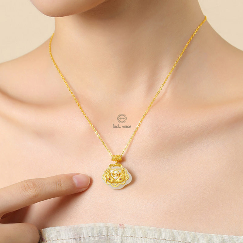 Luck Muse 925 Sterling Silver Hetian Jade Koi Fish Wealth Necklace - Image 11