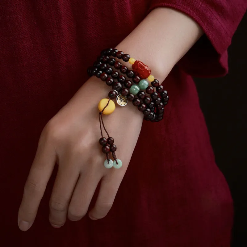 Natal Buddha Chinese Zodiac 108 Beads Red Sandalwood Red Agate Pixiu Protection Bracelet - Image 16