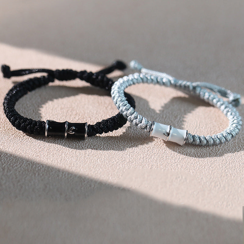 Bamboo Pattern Healing Couple Bracelet with Luck Muse - Image 6