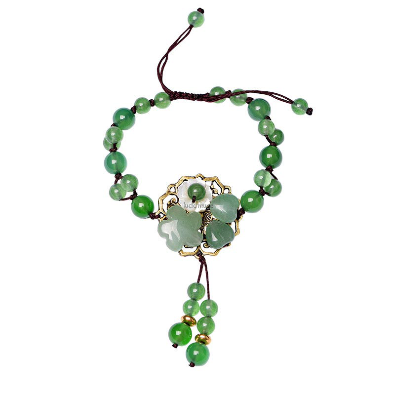 Natural Green Jade Green Aventurine Luck Dangling Flower Bracelet - Image 19