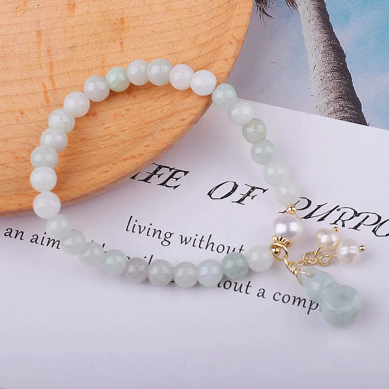 Natural Jade Pearl Gourd Prosperity Luck Bracelet by Luck Muse Shop - Image 5