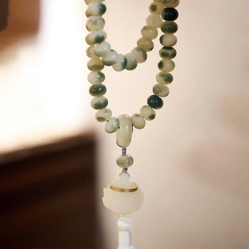 Bodhi Seed Lotus Engraved Wisdom 108 Mala Beads Bracelet with Luck Muse - Image 3