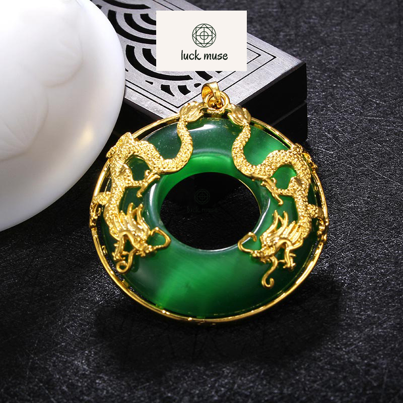 Luck Muse Tibetan Jade Dragon Necklace