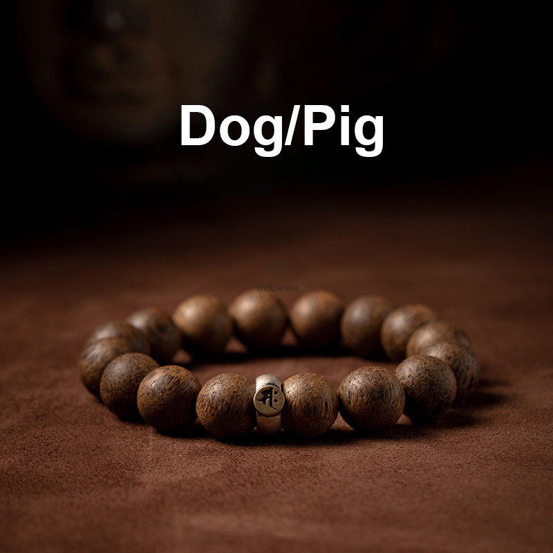 Chinese Zodiac Natal Buddha Agarwood Silver Bracelet for Peace and Calm - Image 11
