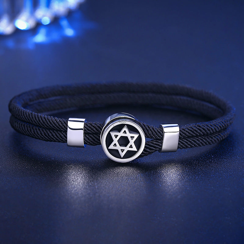 Luck Muse 925 Sterling Silver Hexagram Calm Balance String Bracelet