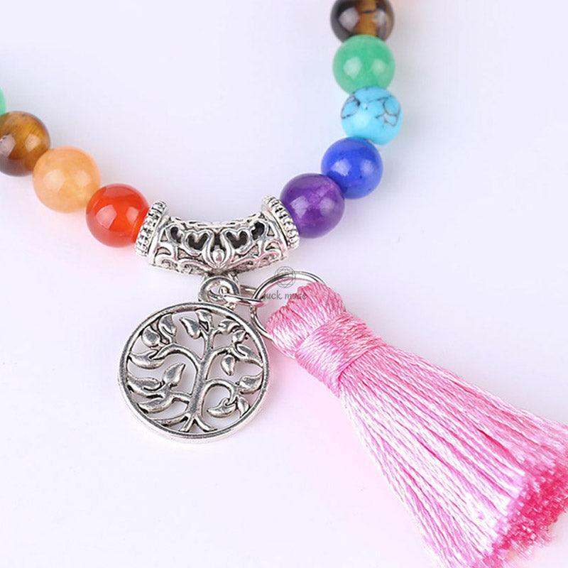 Luck Muse 108 Rose Quartz Blue Crystal Lazulite Healing Beads Bracelet - Image 6