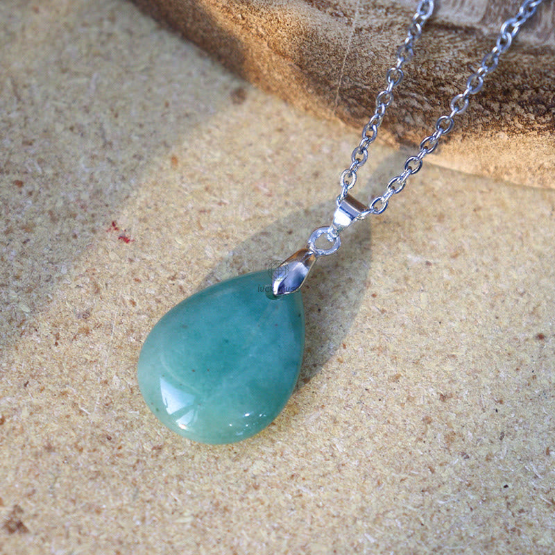 Luck Muse Natural Crystal Gemstone Water Drop Necklace Pendant - Image 12