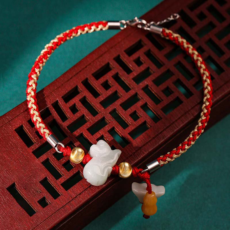 Luck Muse Chinese Zodiac Jade Prosperity Red String Bracelet - Image 5