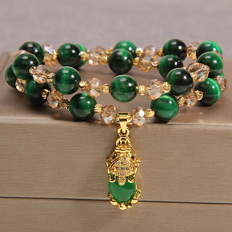 Tiger Eye Pixiu Fox Protection Double Wrap Bracelet - Image 6