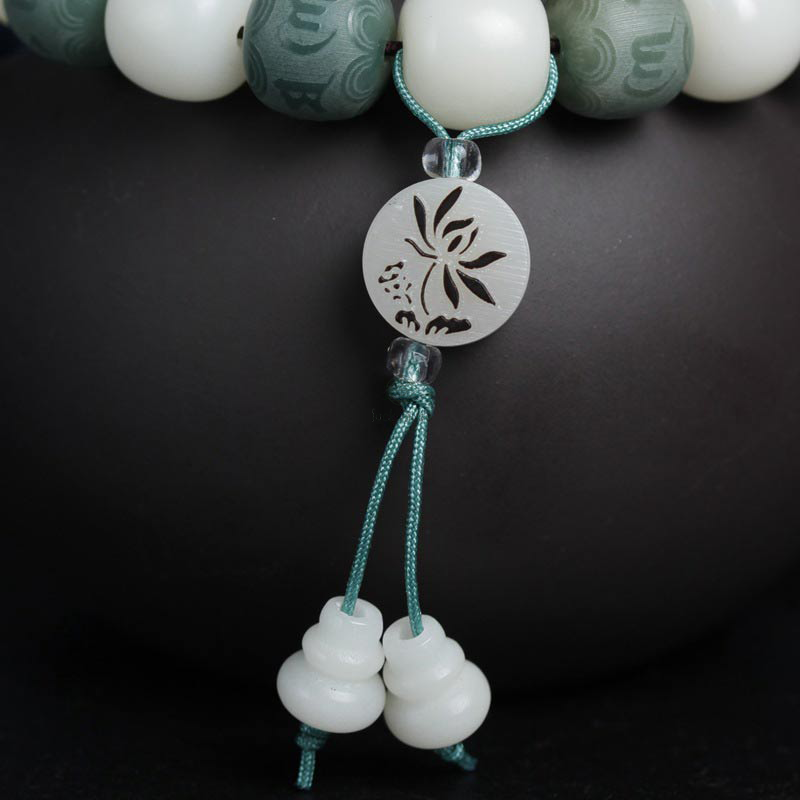 White Jade Bodhi Six True Words Protection Bracelet - Image 9
