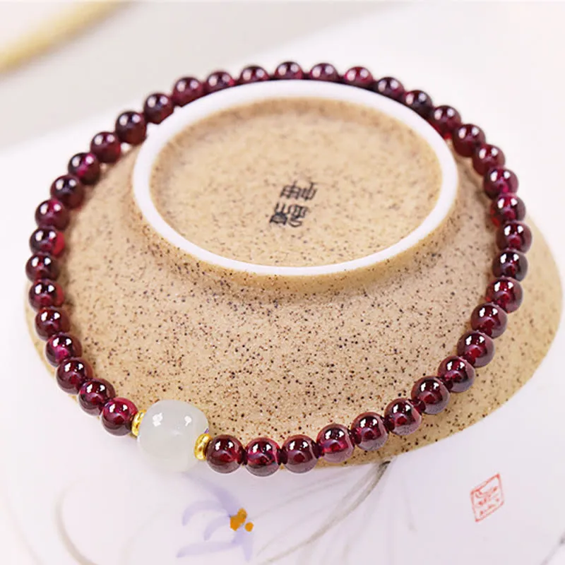 Luck Muse Garnet Jade Bead Purification Bracelet - Image 4