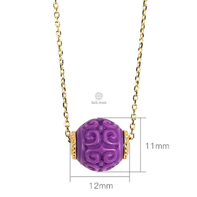 Luck Muse 925 Sterling Silver Gold-Plated Natural Purple Mica Stone Relief Jewelry Set - Image 8