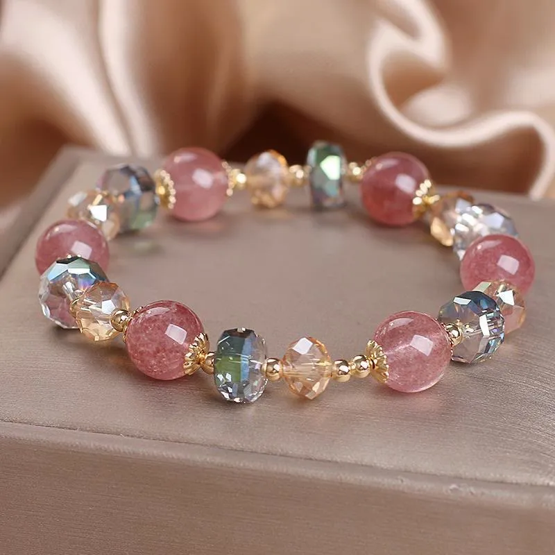 Natural Strawberry Quartz Crystal Bracelet - Image 3