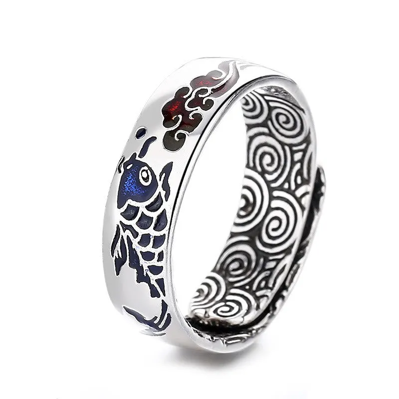 Koi Fish Auspicious Cloud Design Luck Muse Luck Wealth Ring - Image 5
