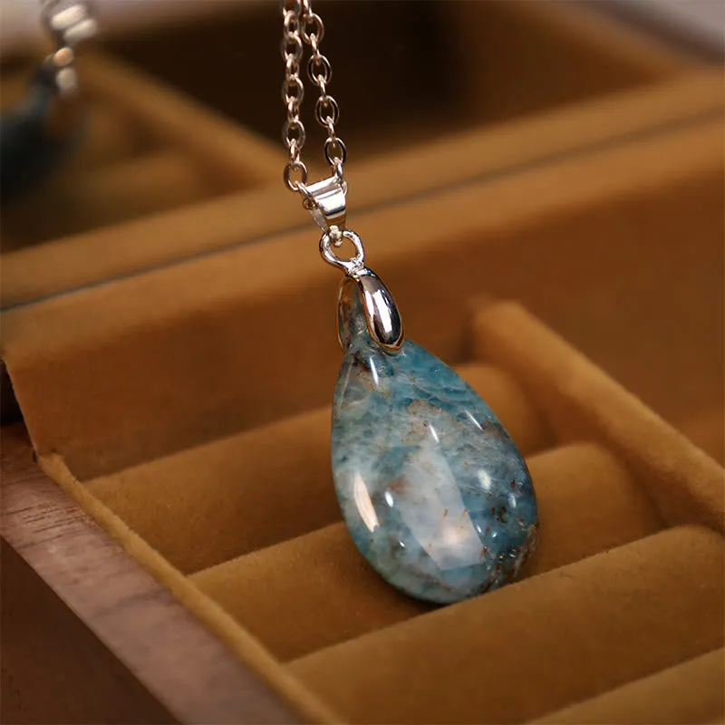 Luck Muse Natural Crystal Gemstone Water Drop Necklace Pendant - Image 42