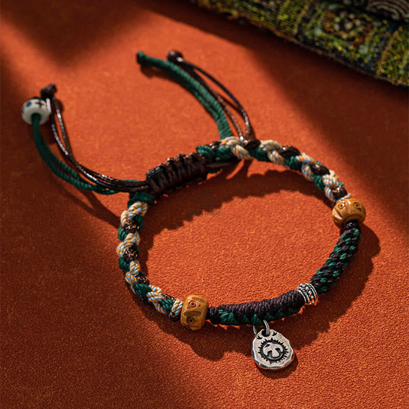 Tibetan Dzi Bead Agate and Yak Bone Wealth Bracelet - Image 2