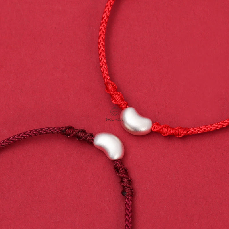 Luck Muse 999 Sterling Silver Luck Connection Bracelet with Handmade Braided Bean Design - Image 10