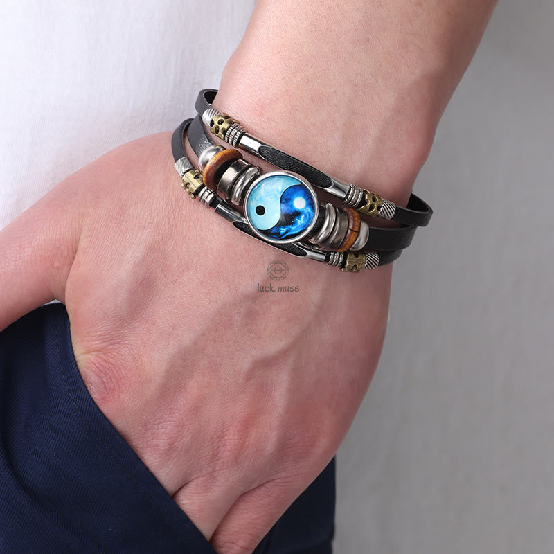 Yin Yang Leather Balance Bracelet with Luck Muse - Image 5