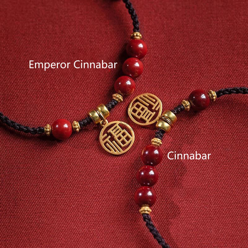 Braided Cinnabar Bead Bracelet with Fu Character Charm by Luck Muse Shop - Image 3