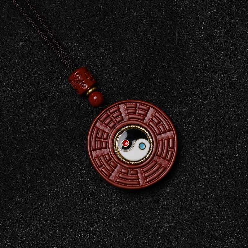 Luck Muse Natural Cinnabar Bagua Rotating Yin Yang Necklace Pendant for Warding Off Evil Spirits - Image 6