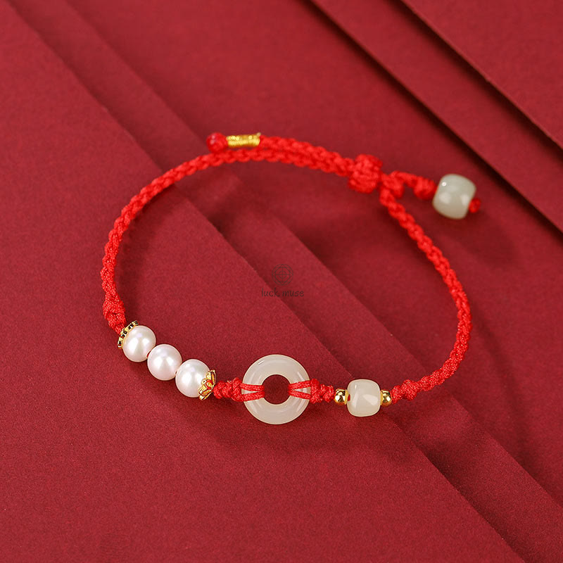 Golden Hetian Jade Luck Muse Luck Bracelet with 925 Sterling Silver Plating - Image 2