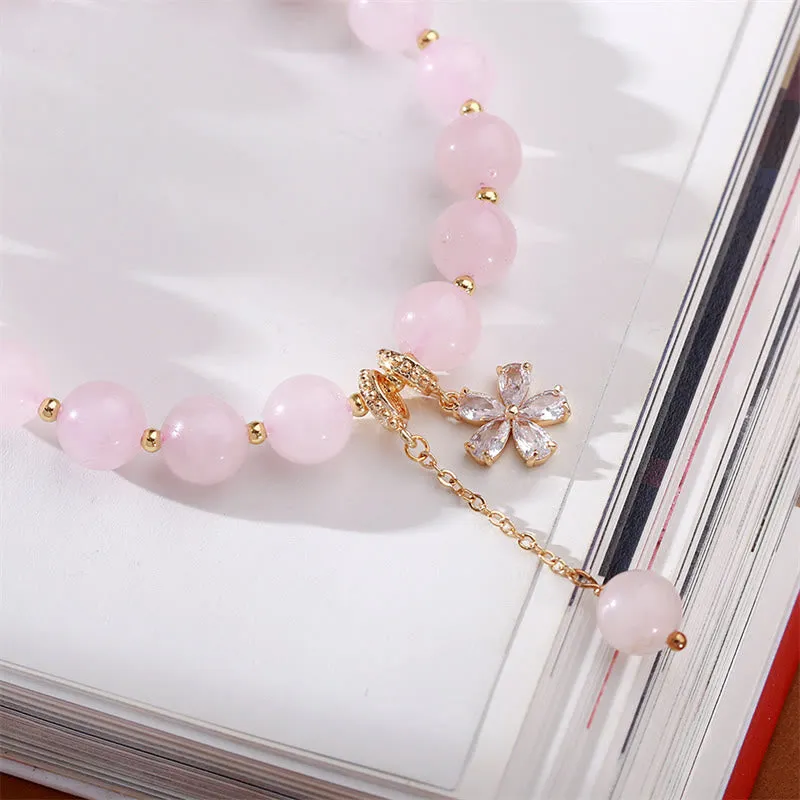 Natural Pink Crystal Plum Blossom Love Bracelet by Luck Muse Shop - Image 3