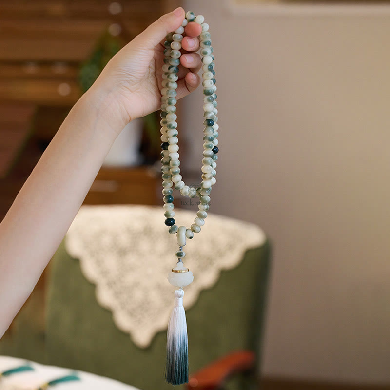 Bodhi Seed Lotus Engraved Wisdom 108 Mala Beads Bracelet with Luck Muse - Image 7