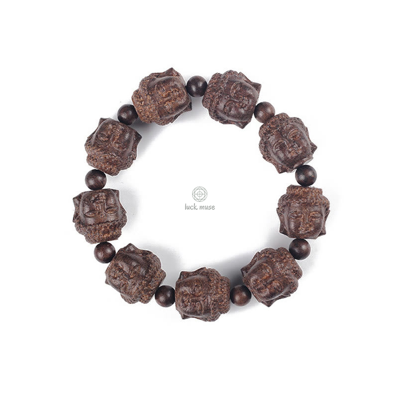 Luck Muse Agarwood Carved Buddha Bracelet for Calmness - Image 8