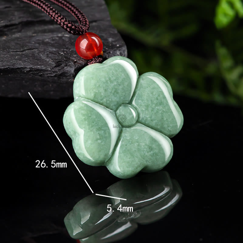 Luck Muse Four Leaf Clover Jade Prosperity Necklace - Image 11