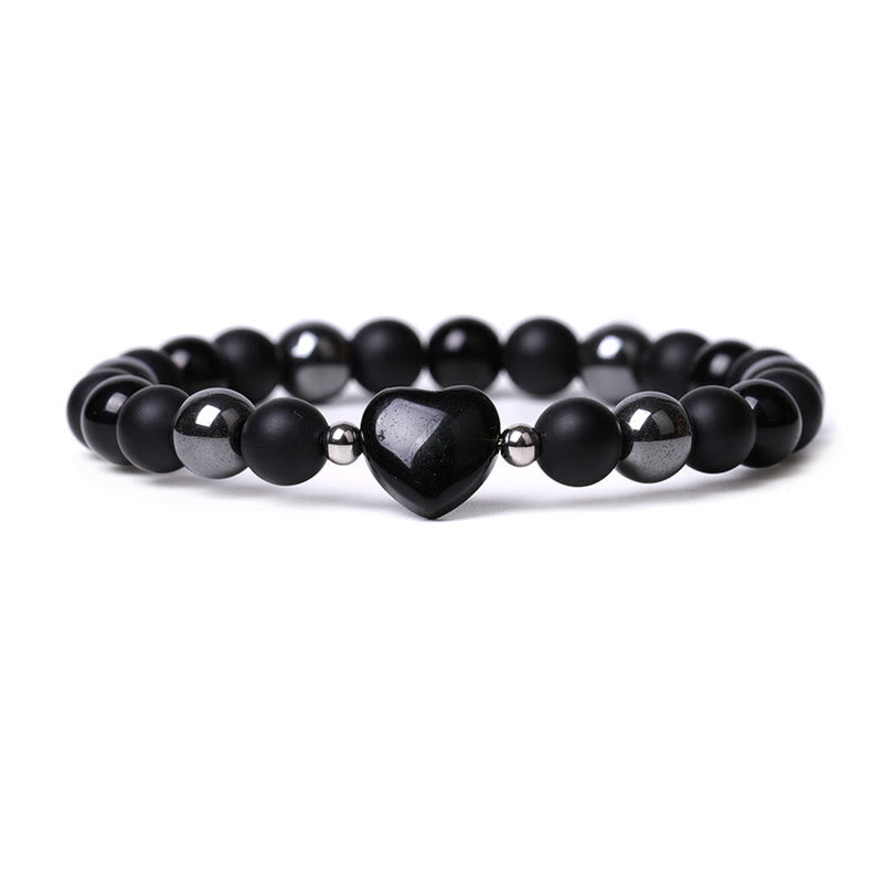 Black Onyx Tiger Eye Crystal Love Heart Protection Bracelet - Image 6